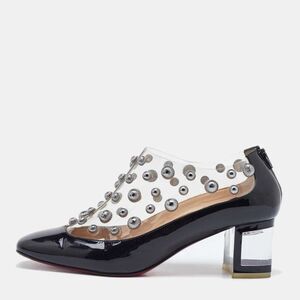 Christian Louboutin Black Patent Leather And Pvc Space Odd Booties Size 38